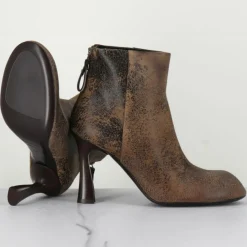 Bottines en Cuir marron - Talon 9 cm