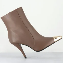 Bottines en Cuir mecha grège - Talon : 9.5cm
