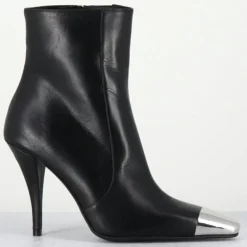 Bottines en Cuir mecha noires - Talon : 9.5cm