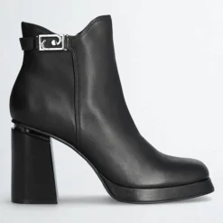 Bottines en Cuir Nana noires - Talon 9 cm