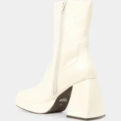 Bottines en Cuir plateforme beiges - Talon 9 cm