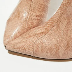 Bottines en Cuir python Suzanne rose/marron - Talon 7 cm