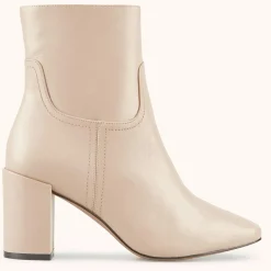 Bottines en Cuir Rissia beiges - Talon 7 cm