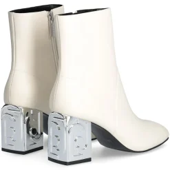 Bottines en Cuir Sara blanches - Talon 7 cm