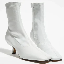 Bottines en Cuir Socks blanches - Talon 5,5 cm