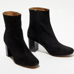 Bottines en Velours de Cuir Ginny noires - Talon 7,5 cm
