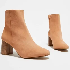 Bottines en Velours de Cuir Elsa poudre - Talon 8 cm