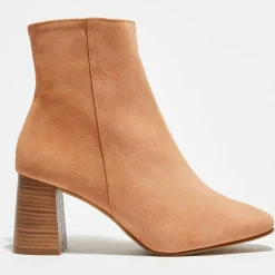 Bottines en Velours de Cuir Elsa poudre - Talon 8 cm