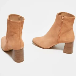 Bottines en Velours de Cuir Elsa poudre - Talon 8 cm