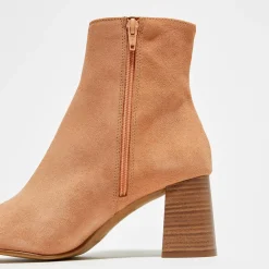 Bottines en Velours de Cuir Elsa poudre - Talon 8 cm