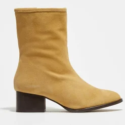 Bottines en Velours de Cuir Amelia beiges