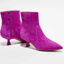 Bottines en Velours de Cuir Melena 50 magenta - Talon 5.5 cm