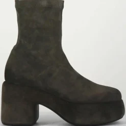 Bottines en Velours de Cuir grises - Talon 8 cm