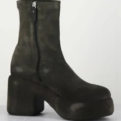 Bottines en Velours de Cuir grises - Talon 8 cm