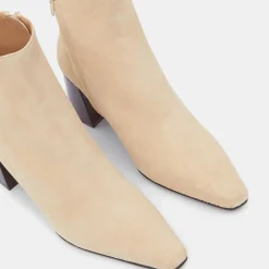 Bottines en Velours de Cuir beiges - Talon 7 cm