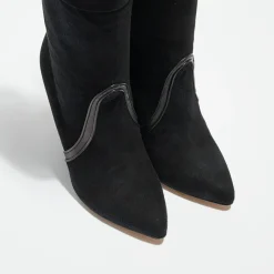 Bottines en Velours de Cuir noires - Talon 10 cm