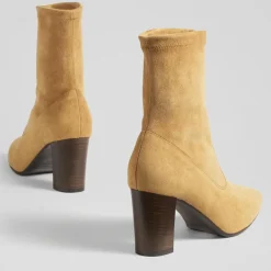 Bottines en Velours de Cuir Alice cognac - talon 7.5 cm