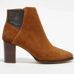 Bottines en Velours de Cuir Molly cognac - Talon 5,5 cm