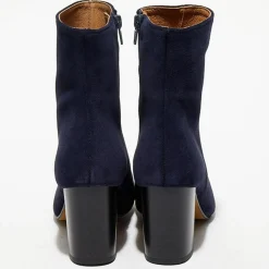 Bottines en Velours de Cuir Ginny marine - Talon 7,5 cm