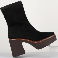 Bottines en Velours de Cuir Carla noires - Talon 9 cm
