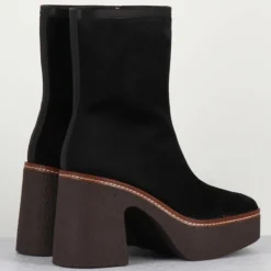 Bottines en Velours de Cuir Carla noires - Talon 9 cm
