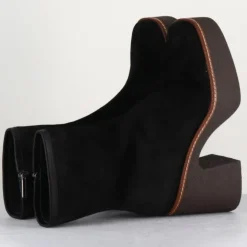 Bottines en Velours de Cuir Carla noires - Talon 9 cm