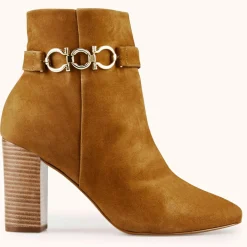 Bottines en Velours de Cuir Reina tabac - Talon 8 cm