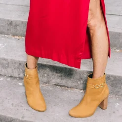 Bottines en Velours de Cuir Reina tabac - Talon 8 cm