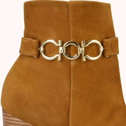 Bottines en Velours de Cuir Reina tabac - Talon 8 cm