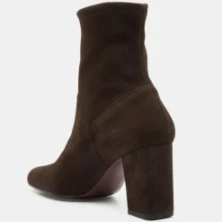 Bottines en Velours de Cuir marron - Talon 8 cm