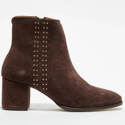 Bottines en Velours de Cuir chocolat - Talon 5 cm