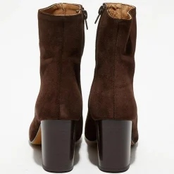 Bottines en Velours de Cuir Ginny marron - Talon 7,5 cm