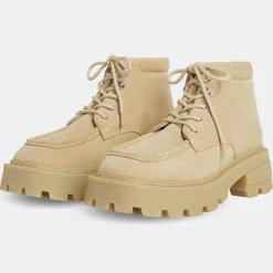 Bottines en Velours de Cuir Tribeca beiges