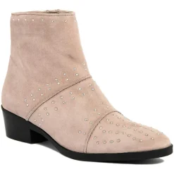 Bottines plates en Velours de Cuir Eleonore beiges