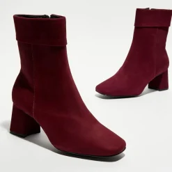 Bottines revers col rouge bordeaux