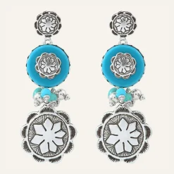 Boucles d'oreilles Amazones Jade & Howlite argenté/turquoise