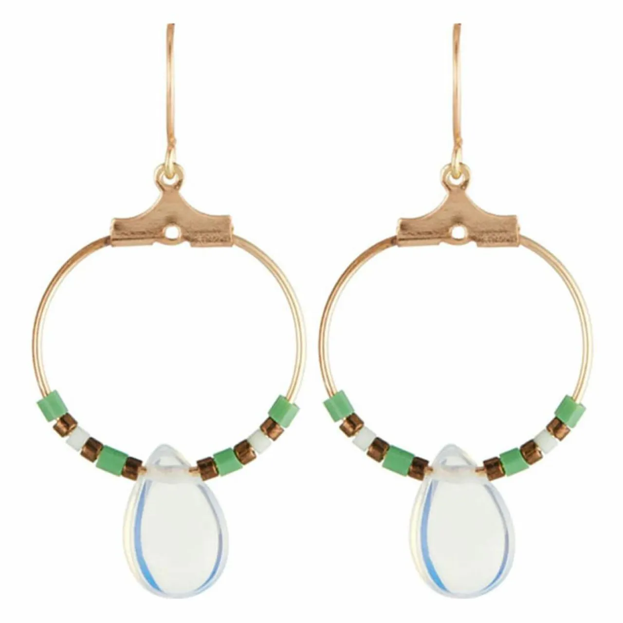 Boucles d'oreilles Anna Pierre de Lune blanche en laiton doré