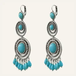Boucles d'oreilles Arizona Howlite argenté/turquoise