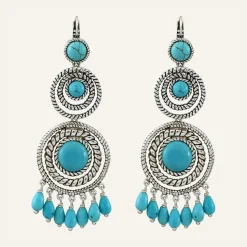 Boucles d'oreilles Arizona Howlite argenté/turquoise