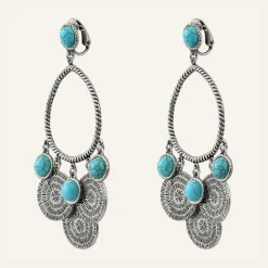 Boucles d'oreilles Arizona Howlite argenté/turquoise