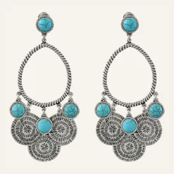 Boucles d'oreilles Arizona Howlite argenté/turquoise