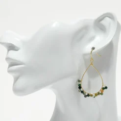 Boucles d'oreilles Claudia Agate multicolore en laiton doré