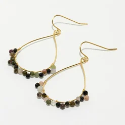 Boucles d'oreilles Claudia Tourmaline multicolore en laiton doré