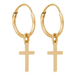 Boucles d'oreilles Croix or jaune