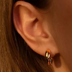 Boucles d'oreilles créoles or tricolore