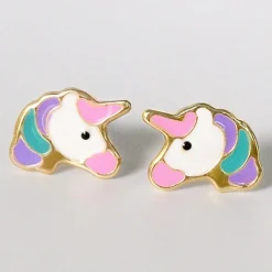 Boucles d'oreilles enfant Petites licornes or jaune