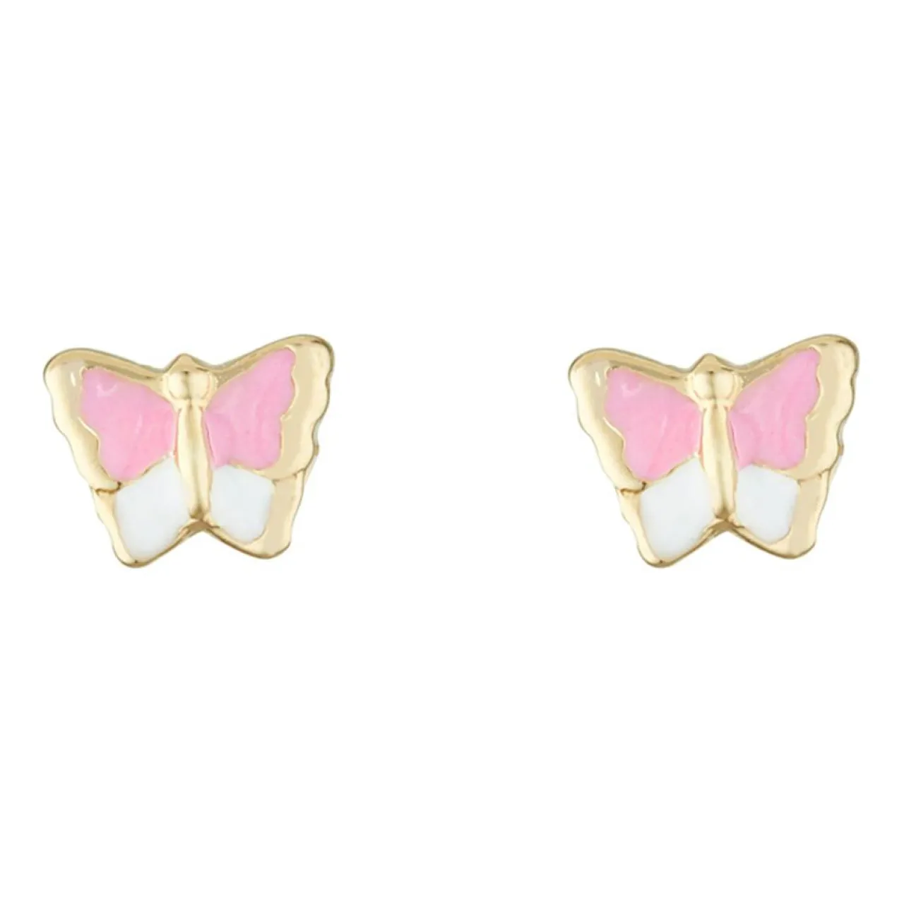 Boucles d'oreilles enfant Papillon Amoureux Email or jaune
