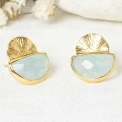 Boucles d'oreilles Estela Aventurine en laiton doré