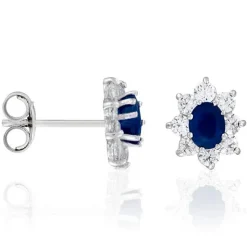 Boucles d'oreilles Nuit Etoilée bleue Saphirs 0.29 ct or blanc