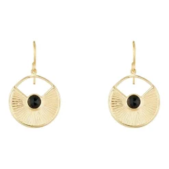 Boucles d'oreilles Onyx en laiton doré